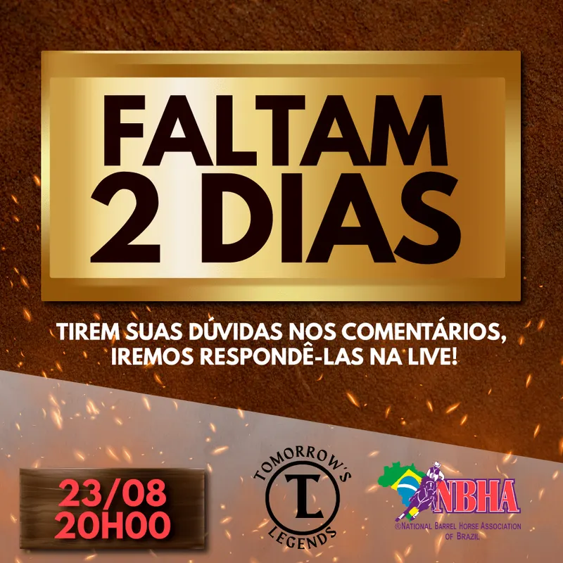 Começa a contagem regressiva para a LIVE da NBHA Brazil em parceria com a Tomorrow’s Legends – Faltam 2 dias!