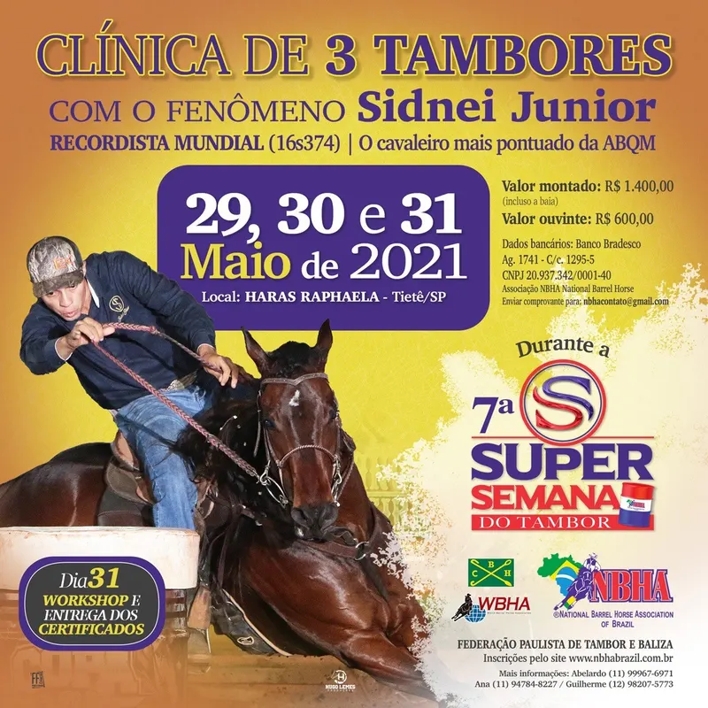 CLÍNICA DE 3 TAMBORES COM O FENÔMENO SIDNEI JUNIOR