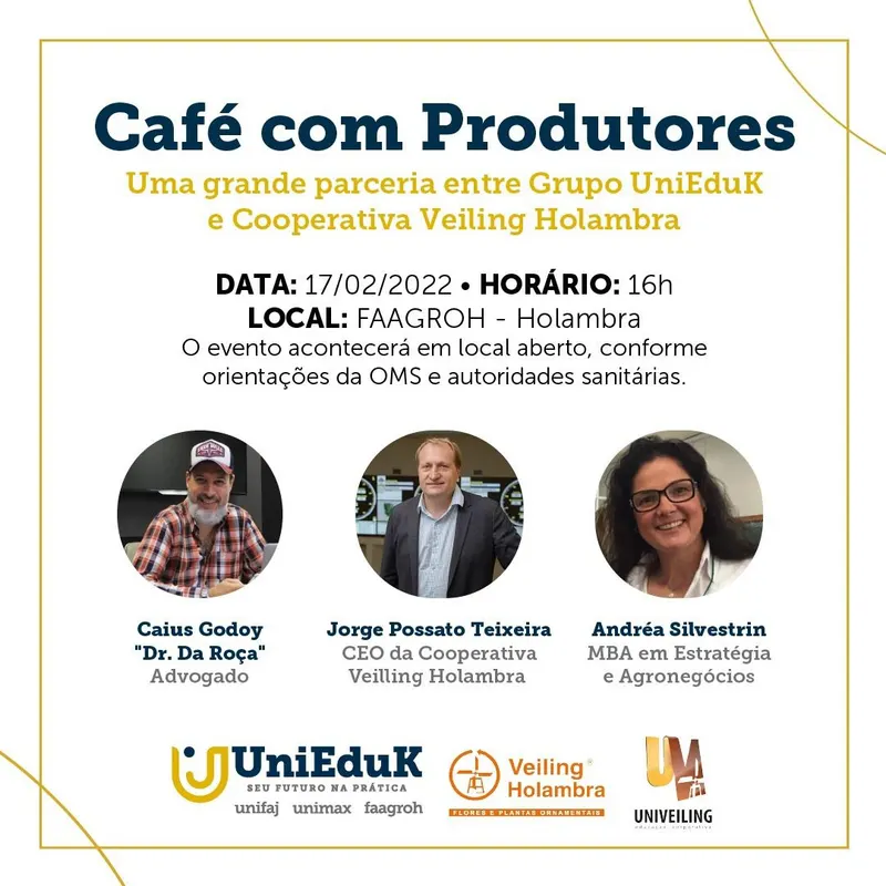 Café com produtores UniEduK ! Não perca