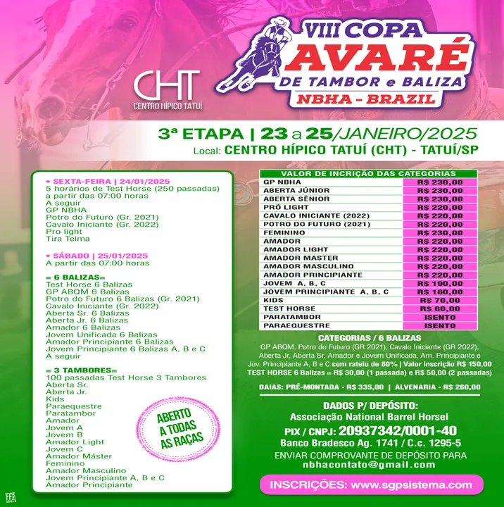 3ª ETAPA VIII COPA AVARÉ TAMBOR & BALIZA – ETAPA BÔNUS CIRCUITO BARREL RACE