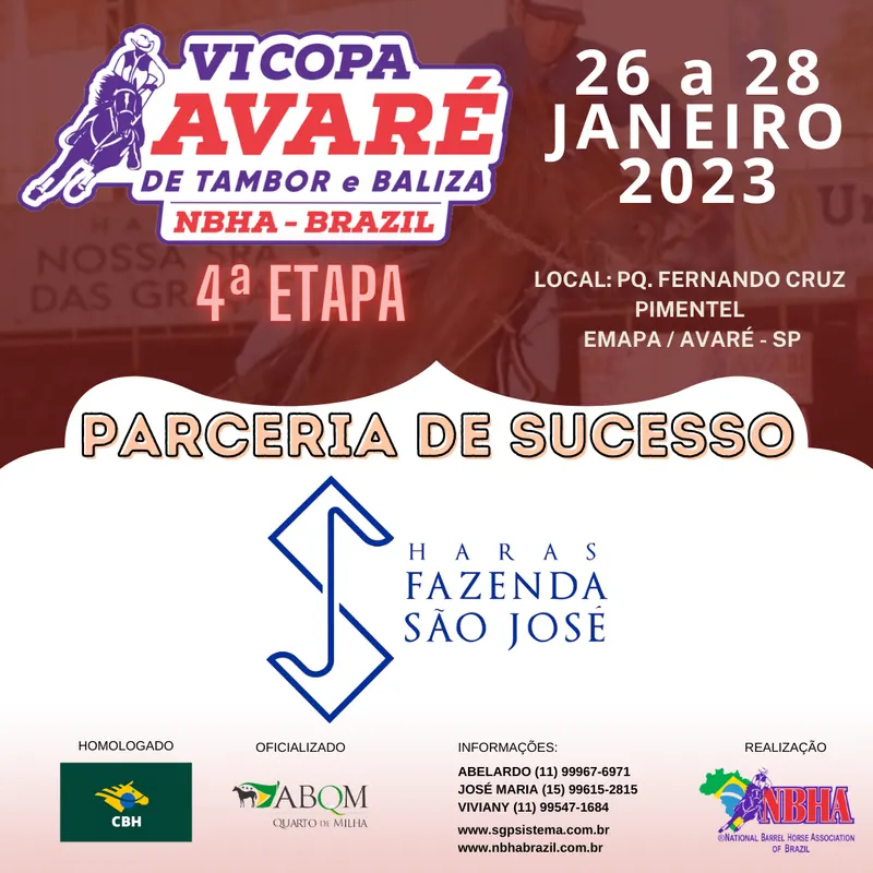 4ª ETAPA VI COPA AVARÉ TAMBOR & BALIZA – HARAS FAZENDA SÃO JOSÉ