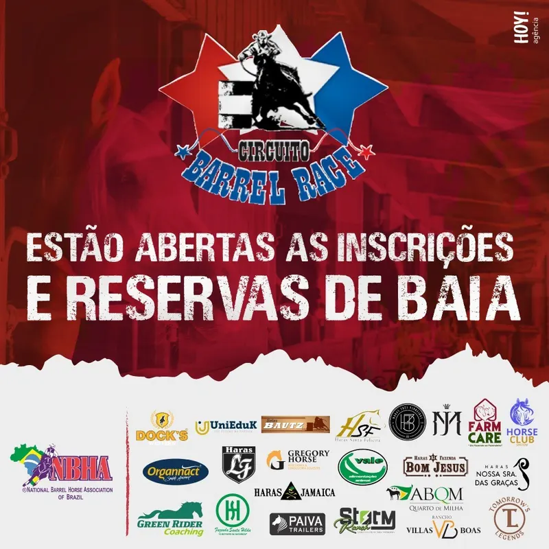 Estão abertas as inscrições e reservas de baias para a 1ª etapa do 9º circuito Barrel Race!