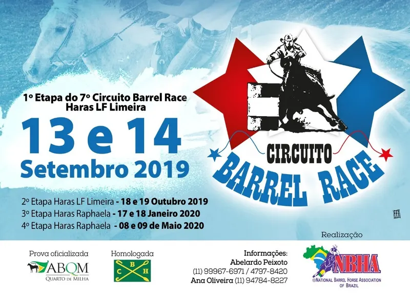 1ª ETAPA DO 7º CIRCUITO BARREL RACE COMEÇARÁ AMANHÃ ÀS 8H