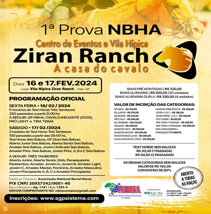 1ª PROVA NBHA VILA HÍPICA ZIRAN RANCH