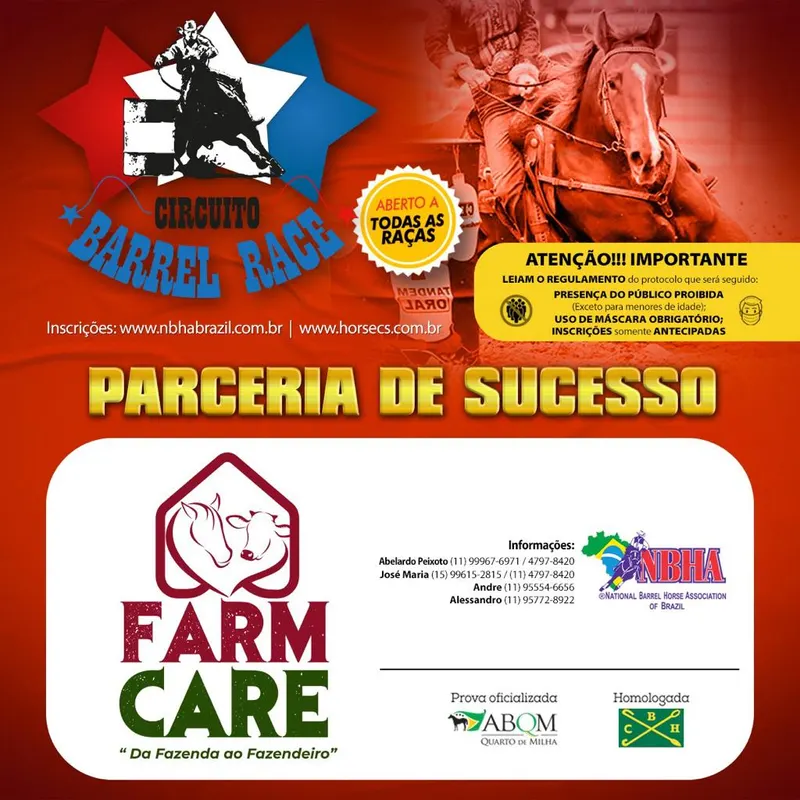 Já se encontram abertas as inscrições e reservas de baias para a 1ª Etapa do 9º Circuito Barrel Race – FARM CARE