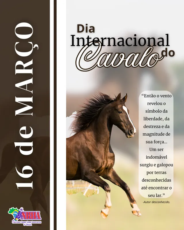 16 DE MARÇO – DIA INTERNACIONAL DO CAVALO