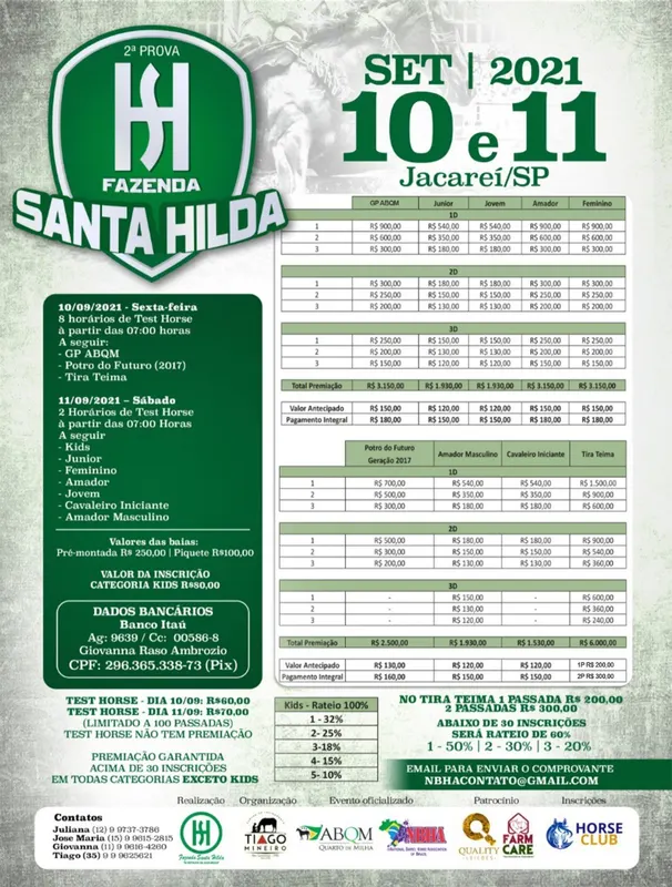 Você não pode ficar de fora da 2° prova Fazenda Santa Hilda!
