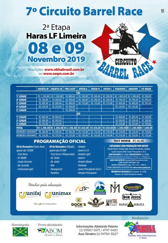 A 2ª ETAPA DO 7º CIRCUITO BARREL RACE TEM NOVA DATA PARA ACONTECER!