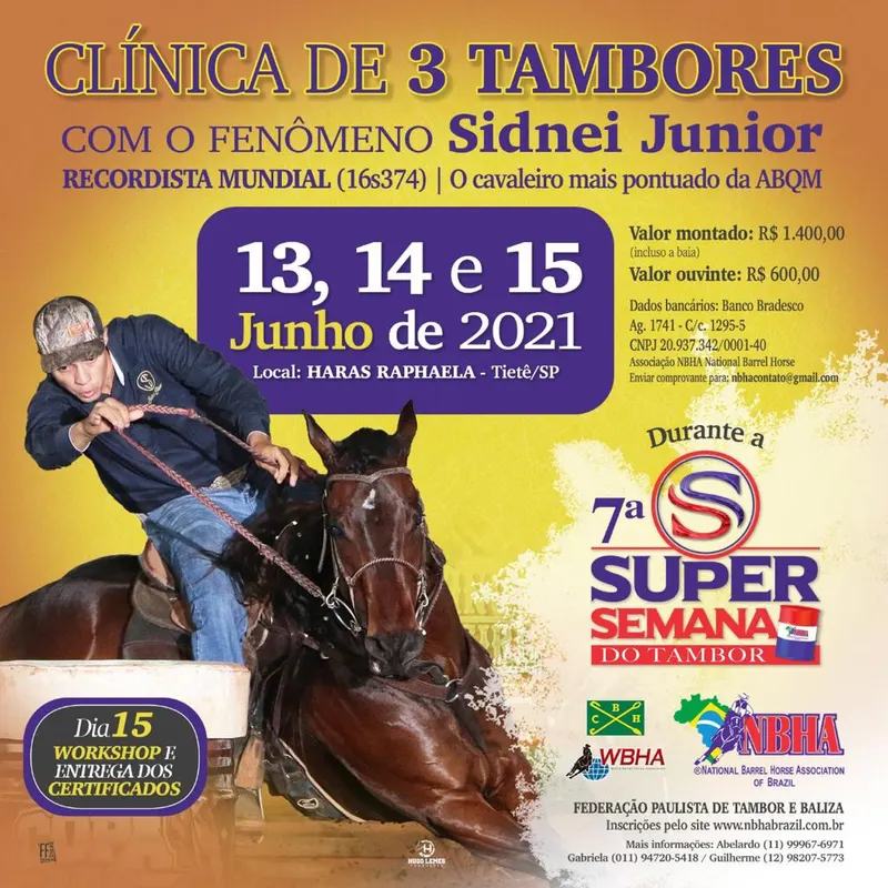 Clínica de 3 tambores com o fenômeno Sidnei Junior