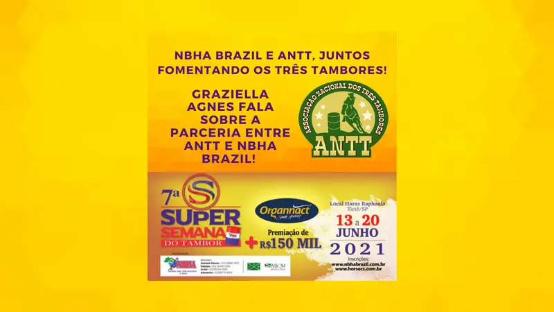 Hoje nossa entrevista gravada é com a Vice Presidente da ANTT (Associação Nacional dos Três Tambores), Graziella Agnes, grande amiga e parceira da NBHA BRAZIL.