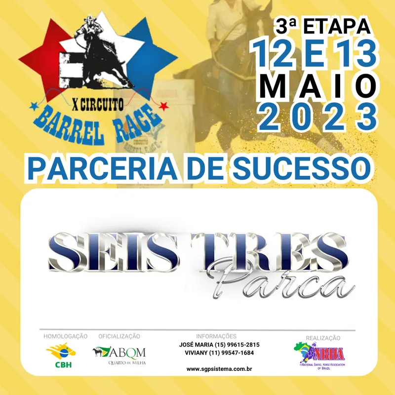 X CIRCUITO BARREL RACE – SEIS TRÊS PARCA